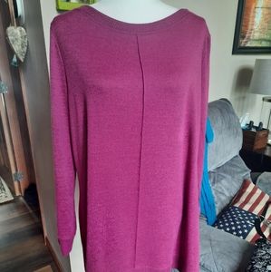 Denim & Company Active pink tunic sweater Large NWT